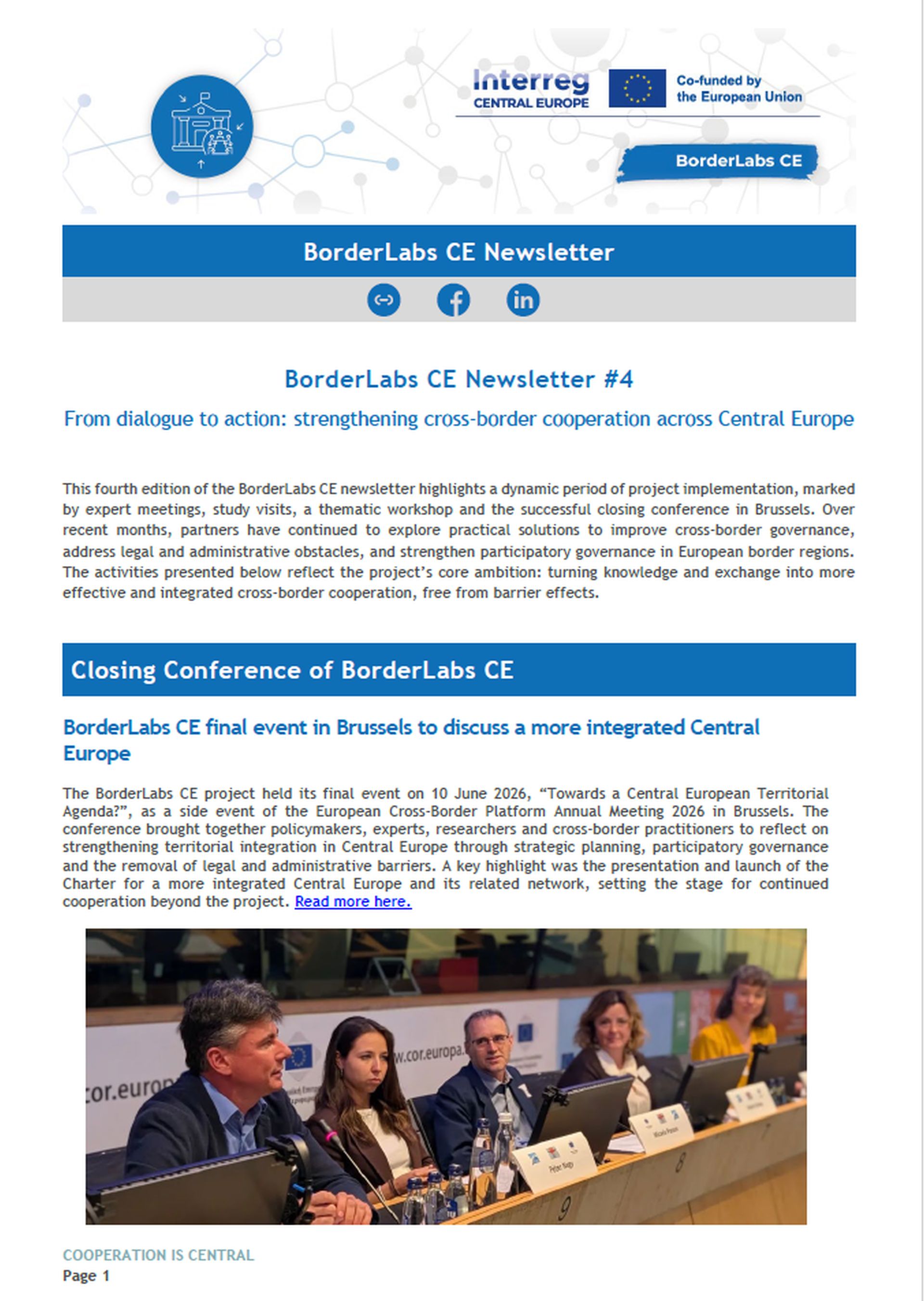 The fourth newsletter of the BorderLabs CE project has been published